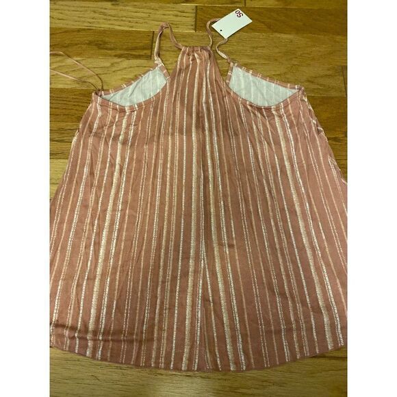NWT SO, women's pink striped v-neck sleeveless racerback blouse size XL - Picture 6 of 8